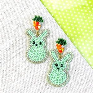 Seed Bead Bunny Dangle Earrings Easter Earrings